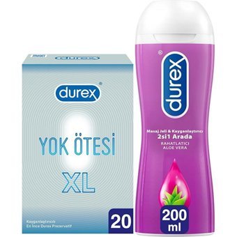 Durex Yok Ötesi XL Ultra İnce Prezervatif 20'li+Durex Aloe Vera Kayganlaştırıcı Jel 200 ml