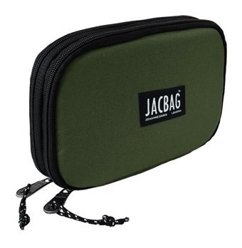 Jacbag Double Cover Haki Bölmeli Düz Katlanabilir Çift Gözlü Cüzdan Kalemlik