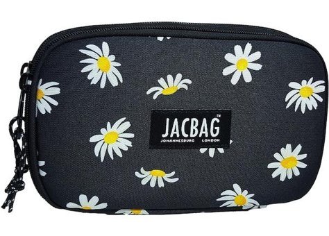 Jacbag Jac-11 Papatya Desenli Siyah Bölmeli Çift Gözlü Cüzdan Kalemlik
