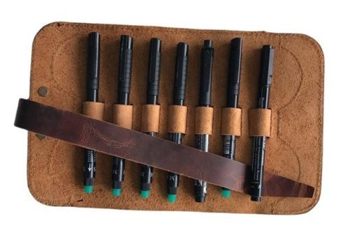 Lnleather Koyu Kahverengi Katlanabilir Tek Gözlü Rulo Kalemlik
