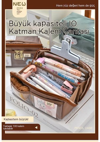 Happyplanet Kahverengi Bölmeli Çift Gözlü Cüzdan Kalemlik