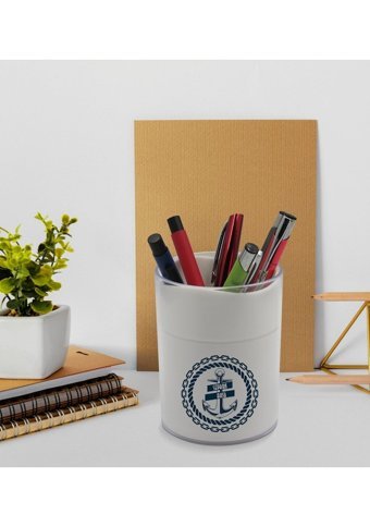 Bk Model 2 Çapa Desenli Beyaz Tek Gözlü Kalemlik