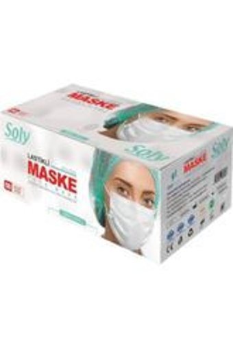 Soly Care Tek Kullanımlık 3 Katlı Lastikli Telli 100'lü Çocuk Ultrasonik Maske Beyaz