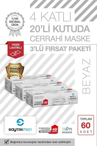 Saytekmed Tek Kullanımlık 3 Katlı Lastikli Telli 30'lu Çocuk Maske Siyah
