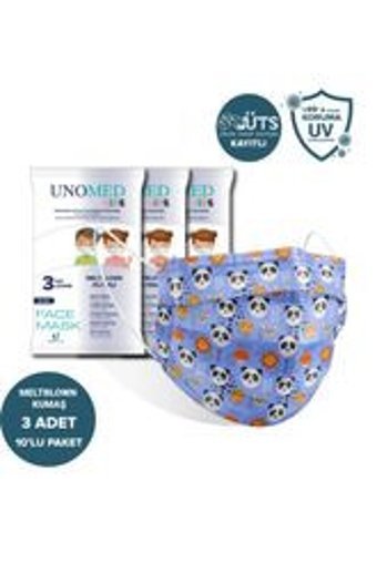 Unomed Tek Kullanımlık 3 Katlı Lastikli Telli 50'li Yetişkin Ultrasonik Cerrahi Maske Gri
