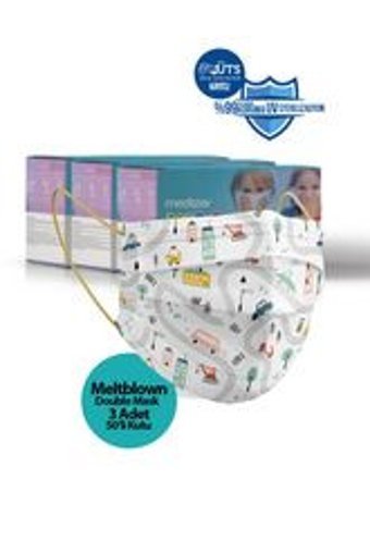 Medizer Tek Kullanımlık 3 Katlı Lastikli Telli 150'li Çocuk Ultrasonik Cerrahi Maske Beyaz