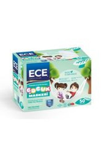 Ece Tek Kullanımlık 3 Katlı Lastikli Telli 50'li Çocuk Maske Beyaz