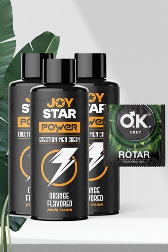 Okey Rötar Geciktiricili Prezervatif Tekli+Joystar Erkeklere Özel Performans Kremi 3 Adet