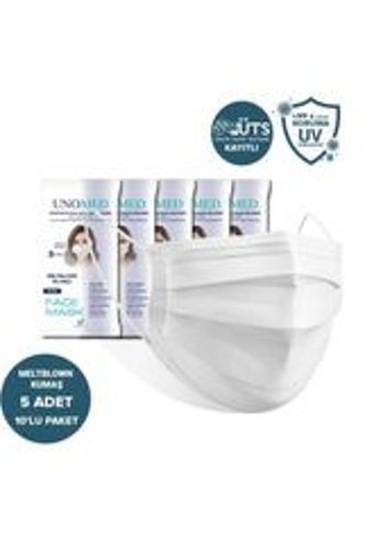 Unomed Tek Kullanımlık 3 Katlı Lastikli Telli 30'lu Çocuk Ultrasonik Cerrahi Maske Bej