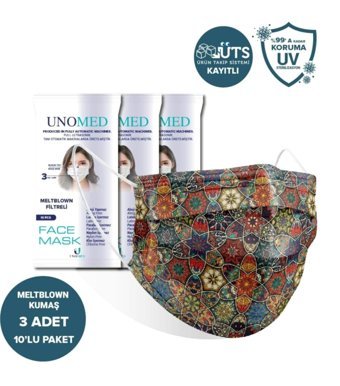 Unomed Tek Kullanımlık 3 Katlı Lastikli Telli 50'li Çocuk Ultrasonik Cerrahi Maske Beyaz