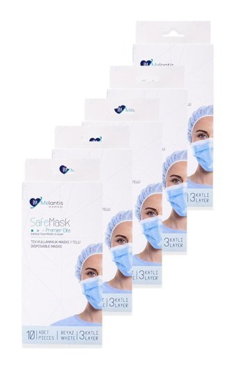 Melantis Medikal Tek Kullanımlık 3 Katlı Lastikli Telli 50'li Çocuk Ultrasonik Cerrahi Maske