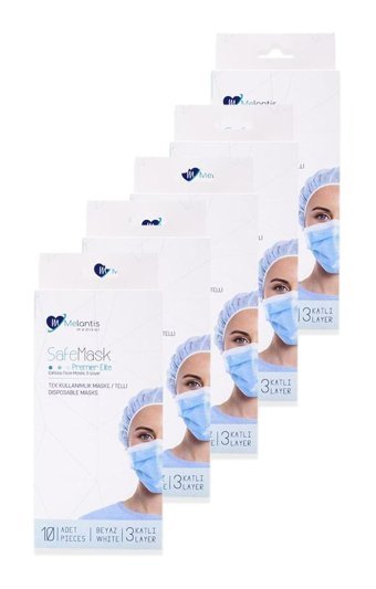 Melantis Medikal Tek Kullanımlık 3 Katlı Lastikli Telli 50'li Çocuk Ultrasonik Cerrahi Maske