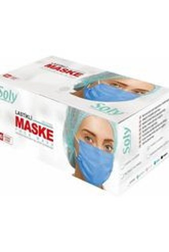 Soly Care Tek Kullanımlık 3 Katlı Lastikli Telli 50'li Yetişkin Ultrasonik Maske Pembe