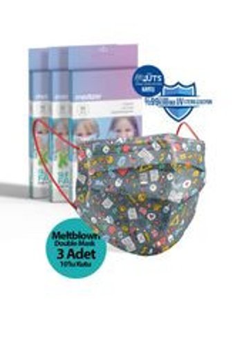 Medizer Tek Kullanımlık 3 Katlı Lastikli Telli 30'lu Çocuk Ultrasonik Cerrahi Maske Pembe