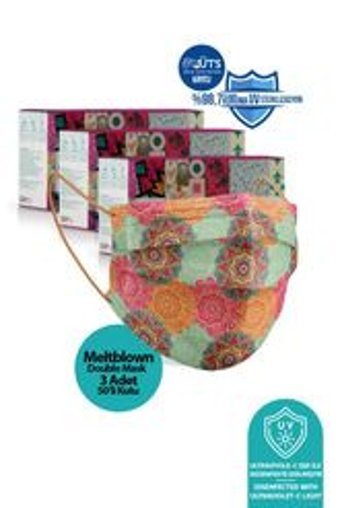 Medizer Tek Kullanımlık 3 Katlı Lastikli Telli 150'li Yetişkin Ultrasonik Cerrahi Maske Pembe