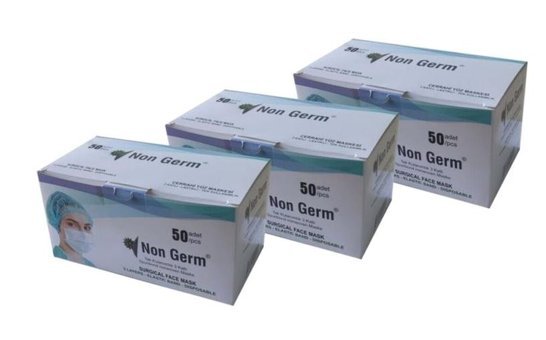 Non Germ Tek Kullanımlık 3 Katlı Lastikli Telli 50'li Yetişkin Ultrasonik Maske