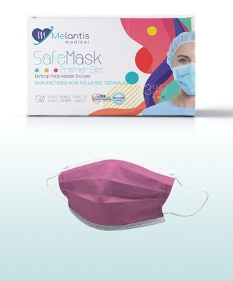 Melantis Medikal Tek Kullanımlık 3 Katlı Lastikli Telli 50'li Yetişkin Ultrasonik Cerrahi Maske Gri