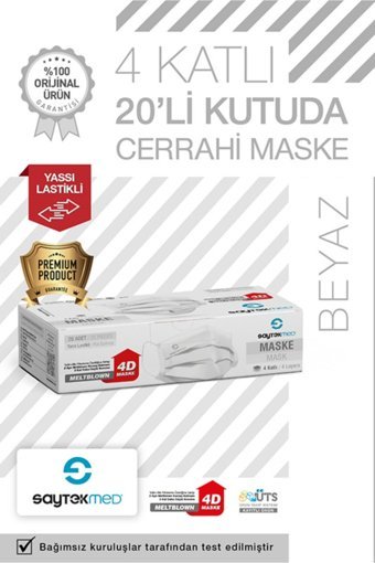 Saytekmed Tek Kullanımlık 3 Katlı Lastikli Telli 250'li Yetişkin Cerrahi Maske Bej