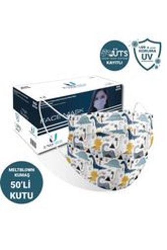 Unomed Tek Kullanımlık 3 Katlı Lastikli Telli 50'li Yetişkin Ultrasonik Cerrahi Maske Çok Renkli