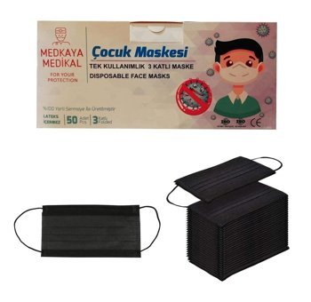 Medkaya Tek Kullanımlık 3 Katlı Lastikli Telli 500'lü Çocuk Ultrasonik Maske