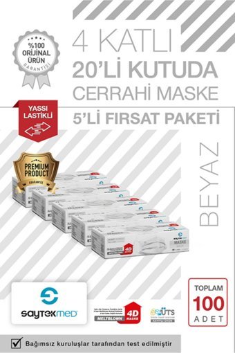 Saytekmed Tek Kullanımlık Lastikli Telli 20'li Yetişkin Maske Lacivert