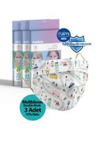 Medizer Tek Kullanımlık 3 Katlı Lastikli Telli 30'lu Çocuk Ultrasonik Cerrahi Maske Beyaz