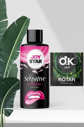 Okey Rötar Geciktiricili Prezervatif Tekli+Joystar Kadınlara Özel Orgazm Kremi