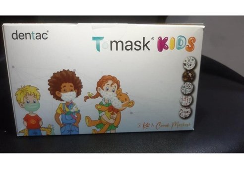 Dentac Tek Kullanımlık 3 Katlı Lastikli Telli 50'li Çocuk Cerrahi Maske Beyaz