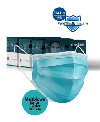 Sabomar Tek Kullanımlık Lastikli Telli 50'li Yetişkin Ultrasonik Cerrahi Maske