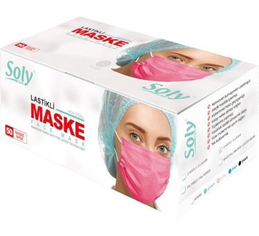 Soly Care Tek Kullanımlık 3 Katlı Lastikli Telli 150'li Yetişkin Ultrasonik Cerrahi Maske Beyaz