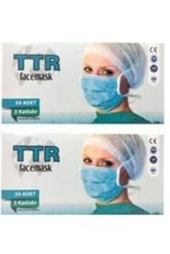 Trendmask Tek Kullanımlık 3 Katlı Lastikli Telli 100'lü Yetişkin Ultrasonik Maske Beyaz