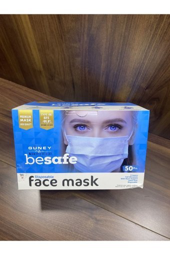 Sterilife Tek Kullanımlık 3 Katlı Lastikli Telli 50'li Yetişkin Cerrahi Maske Mavi