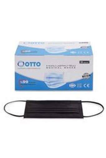Otto Tek Kullanımlık 3 Katlı Lastikli Telli 50'li Yetişkin Ultrasonik Maske Mavi