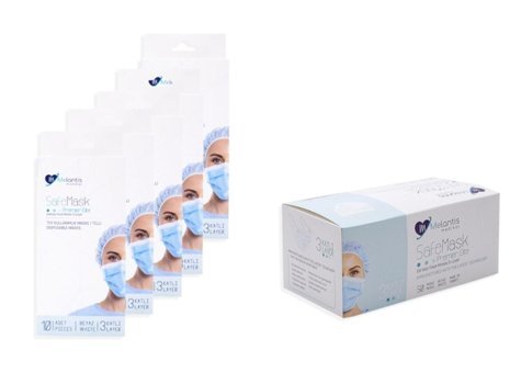 Melantis Medikal Tek Kullanımlık 3 Katlı Lastikli Telli 150'li Yetişkin Ultrasonik Cerrahi Maske