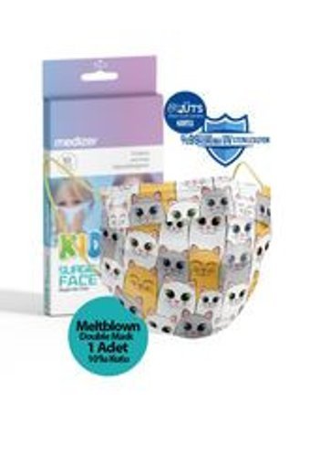 Medizer Tek Kullanımlık 3 Katlı Lastikli Telli 10'lu Çocuk Ultrasonik Cerrahi Maske Sarı