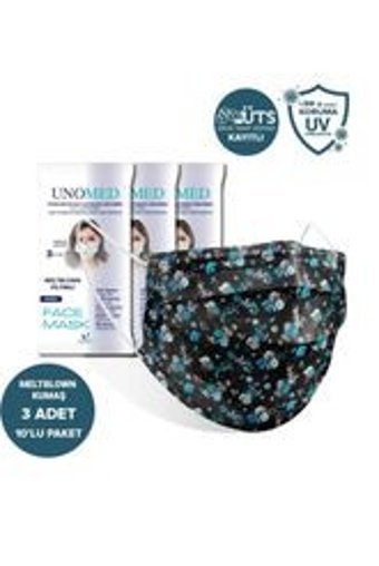 Unomed Tek Kullanımlık 3 Katlı Lastikli Telli 100'lü Yetişkin Ultrasonik Cerrahi Maske Kahverengi