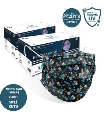 Unomed Tek Kullanımlık 3 Katlı Lastikli Telli 30'lu Yetişkin Ultrasonik Cerrahi Maske Bordo