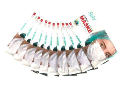 Soly Care Tek Kullanımlık 3 Katlı Lastikli Telli 10'lu Yetişkin Maske Beyaz