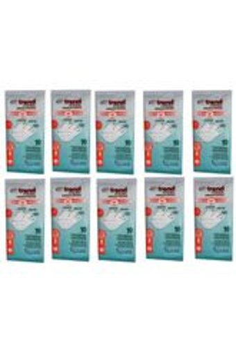Trendmask Tek Kullanımlık 3 Katlı Lastikli Telli 50'li Yetişkin Ultrasonik Maske Beyaz