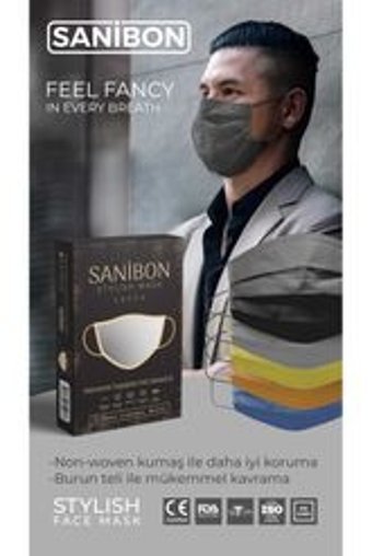 Sanibon Yıkanabilir 3 Katlı Lastikli Telli 10'lu Yetişkin Ultrasonik Maske Çok Renkli
