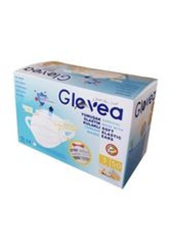 Glovea Tek Kullanımlık 3 Katlı Lastikli Telli 50'li Yetişkin Cerrahi Maske Beyaz