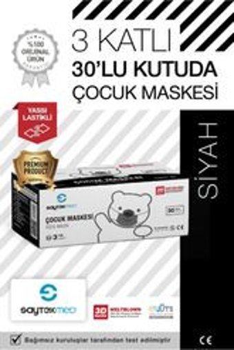 Saytekmed Tek Kullanımlık 3 Katlı Lastikli Telli 30'lu Yetişkin Cerrahi Maske Yeşil