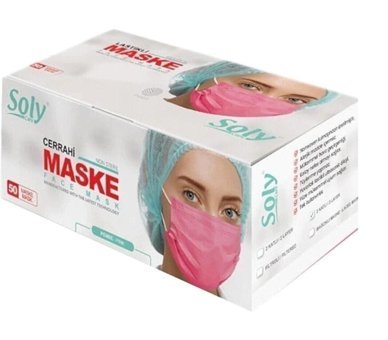 Soly Care Tek Kullanımlık 3 Katlı Lastikli Telli 100'lü Yetişkin Ultrasonik Maske Mavi