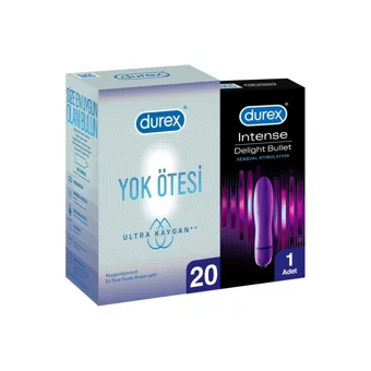 Durex Yok Ötesi Ultra İnce Prezervatif 20'li+Durex Intense Delight Bullet Vibratör