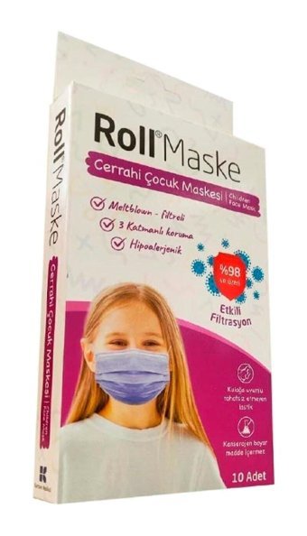 Rıfat Talay Medikal Tek Kullanımlık 3 Katlı Lastikli Telli 50'li Çocuk Maske Sarı