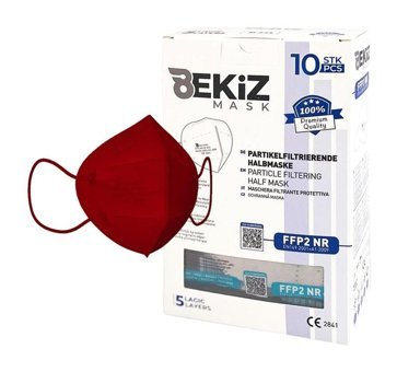 Buriş Tek Kullanımlık 5 Katlı Lastikli Telli 10'lu Yetişkin Maske Kırmızı