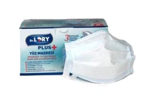 Dr. Lory Tek Kullanımlık 3 Katlı Lastikli Telli 50'li Yetişkin Cerrahi Maske