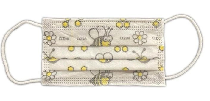 Özmaksan Tek Kullanımlık 3 Katlı Lastikli Telli 50'li Çocuk Ultrasonik Maske Gri