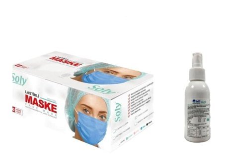Soly Care Tek Kullanımlık 3 Katlı Lastikli Telli 50'li Yetişkin Ultrasonik Maske Sarı
