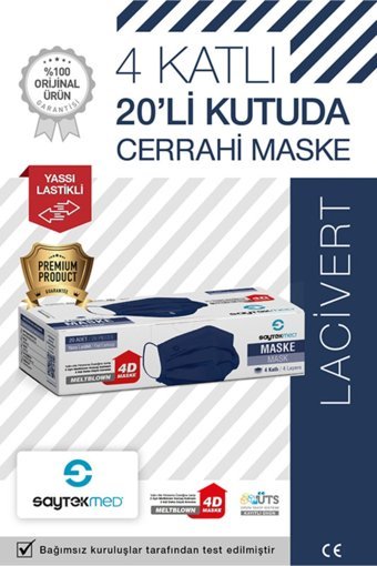 Saytekmed Tek Kullanımlık 3 Katlı Lastikli Telli 50'li Yetişkin Maske Siyah